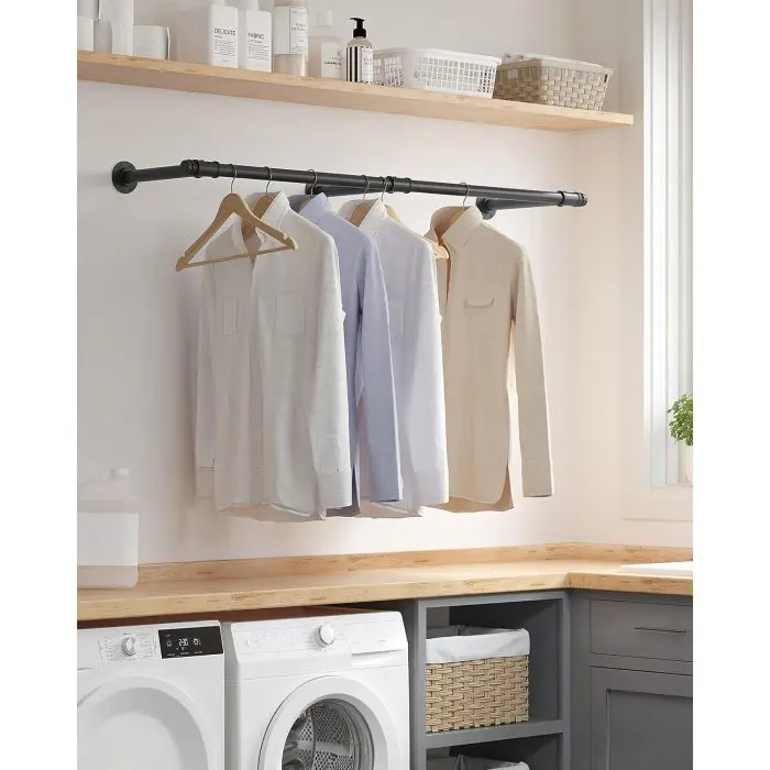 SONGMICS Clothes Hanger for Wall 30.4 x 170 x 7 cm Black