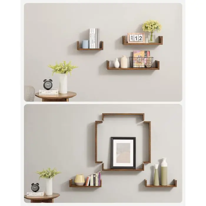 SONGMICS komplet 3 plavajočih stenskih polic