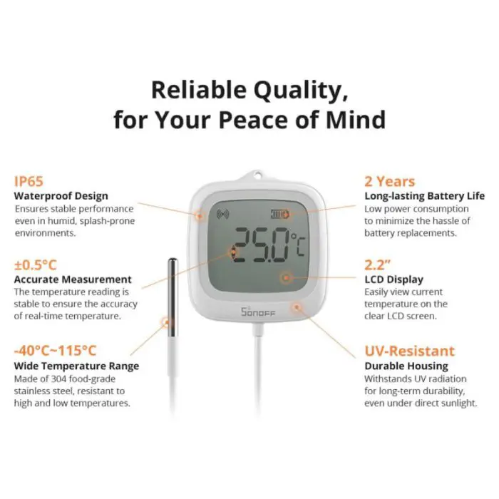 SONOFF ZigBee pametni senzor za temperaturo in vlago SNZB-02LD (različica s sondo)