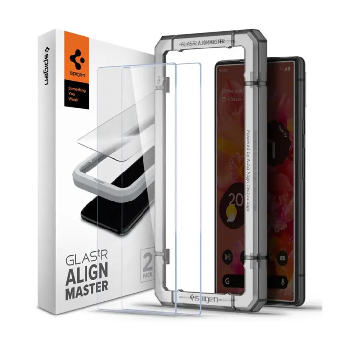 Spigen Glas.tR AlignMaster, zaštitno staklo za ekran telefona, 2 kom + okvir za instalaciju - Pixel 6 (AGL04164)