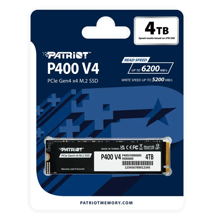 SSD Patriot P400 V4 M.2 PCI-Ex4 NVMe 4TB 6.2GB/s (P400VP4TBM28H)