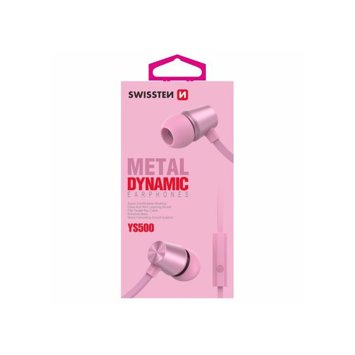 SWISSTEN slušalice + mikrofon, In-ear, metalne, roze/zlatne DYNAMIC YS500