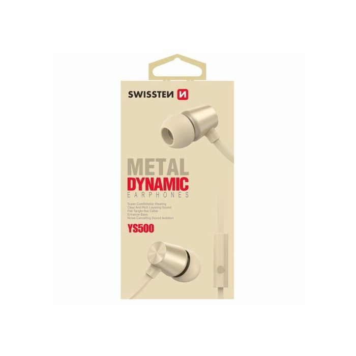 SWISSTEN slušalice + mikrofon, In-ear, metalne, zlatne DYNAMIC YS500