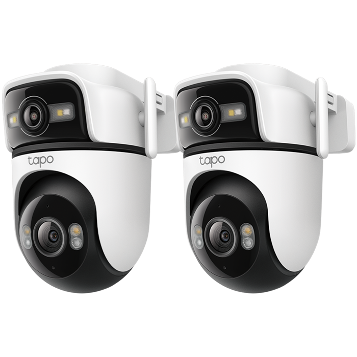 TAPO C545D Outdoor Dual Lens Pan/Tilt Security Camera, Double 2K View, Dynamic Dual Tracking, Color Night Vision, Built-in Microphone and Speaker