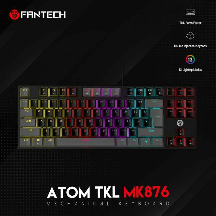 TIPKOVNICA GAMING ŽIČNA MEHANIČKA FANTECH ATOM TKL RED SW. MK876 CRNA