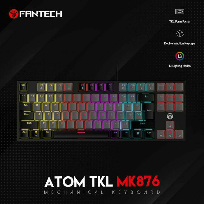 TIPKOVNICA GAMING ŽIČNA MEHANIČKA FANTECH ATOM TKL RED SW. MK876 SIVA