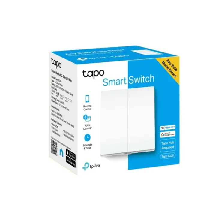 TP-LINK Tapo S220 Smart Light Switch, 2-Gang 1-Way