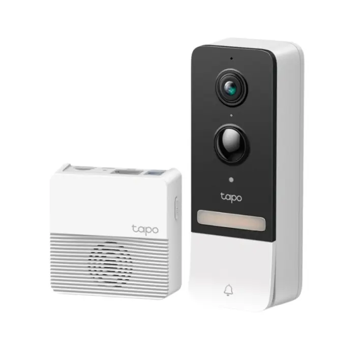 TP-Link Tapo Smart bežično zvono za vrata s video kamerom 2560×1920px, 2K 5MP, 160° dijagonalno, dvosmjerni audio, IR LED, detekcija pokreta, IP64