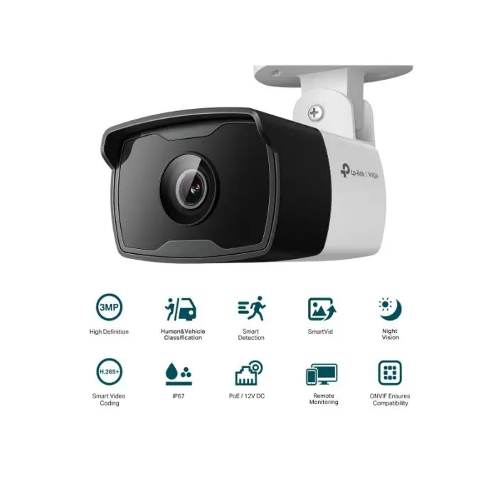 TP-LINK VIGI 3MP Outdoor IR Bullet 6mm Network Camera (up to 2304 × 1296 H.265+ 25fps)