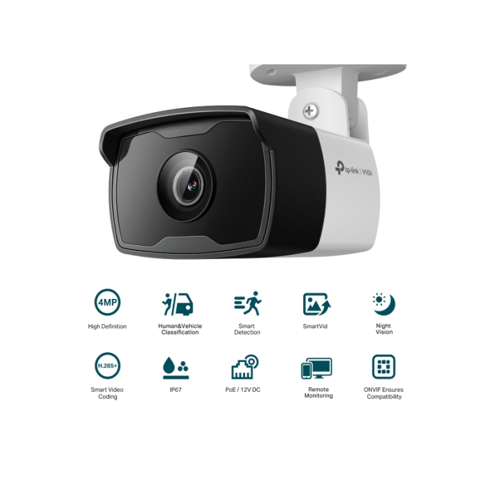 TP-LINK VIGI 4MP Outdoor IR Bullet Network Camera (up to 2560 × 1440 H.265+ 30fps)