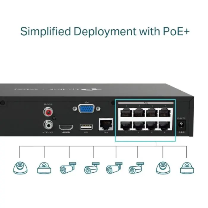 TP-LINK VIGI 8-channel network video recorder PoE+