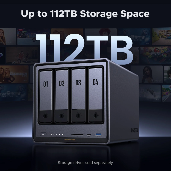 Udync DXP4800 Plus for 4+2 disks, Intel 8505, 8GB DDR5, 1x2.5GBE and 1x 10GB