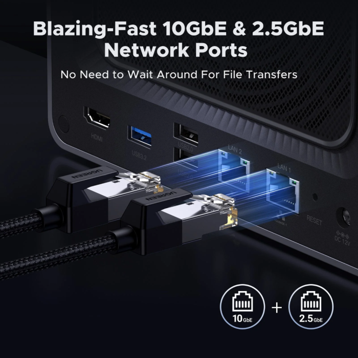 Udync DXP4800 Plus for 4+2 disks, Intel 8505, 8GB DDR5, 1x2.5GBE and 1x 10GB