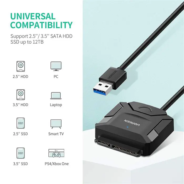 Ugreen 20611 USB 3.0 to SATA adapter for 2.5"/3.5" SATA HDD/SSD