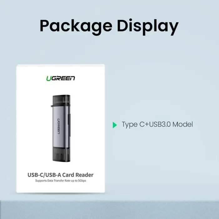 Ugreen 2in1 USB 3.0 / USB-C card reader - box