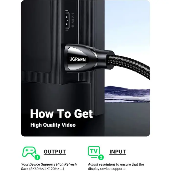 UGREEN 8K HDMI cable 2.1 8K@60Hz 4K@120Hz, 1M
