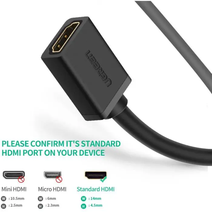 Ugreen HDMI 1.4 cable - extension 2m - polybag