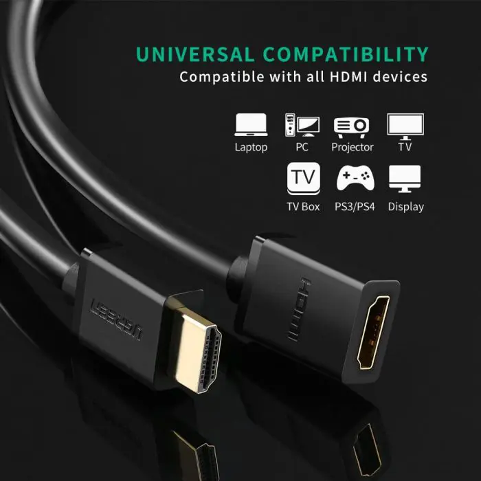 Ugreen HDMI 1.4 cable - extension 2m - polybag