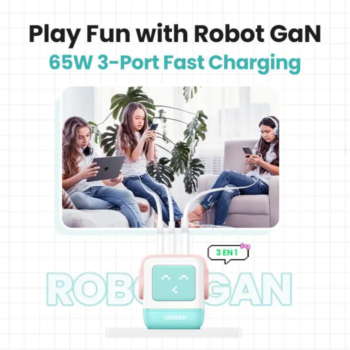 Ugreen Nexode Robot GaN 65W Charger - Pink