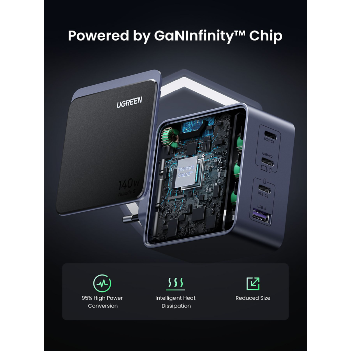 Ugreen Nexode S 140W 3x USB-C + 1x USB-A polnilec