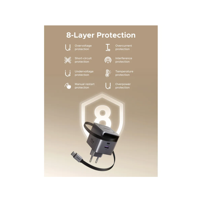 Ugreen Retractable 45W GaN USB-C polnilec