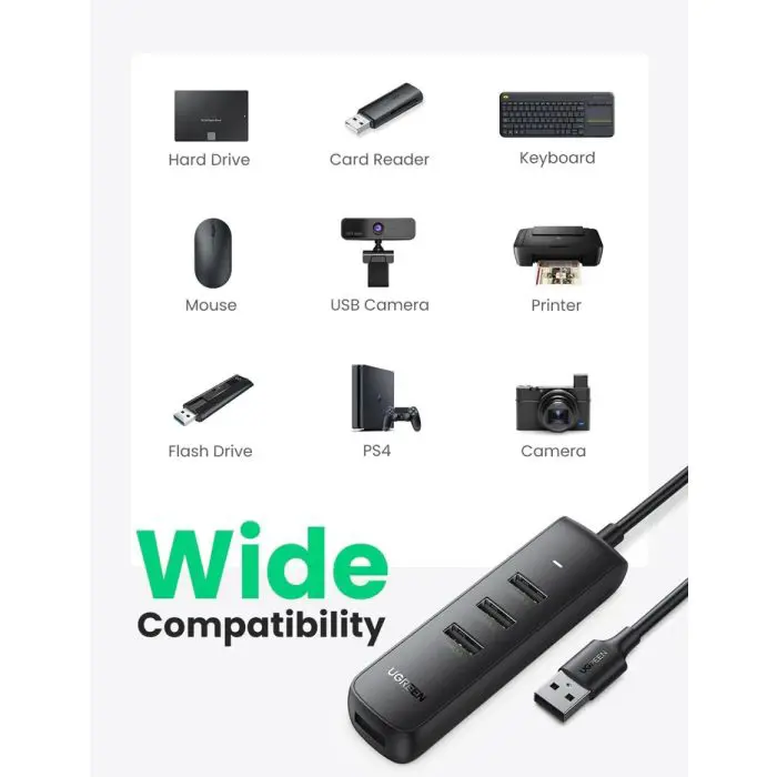 Ugreen USB 3.0 4-port USB hub, 1M - Box