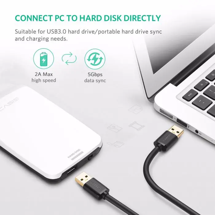 Ugreen USB 3.0 cable (M to M) black 0.5 m - polybag