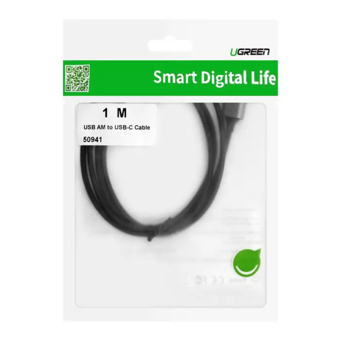 Ugreen USB A 2.0 to USB-C corner cable 1m - polybag