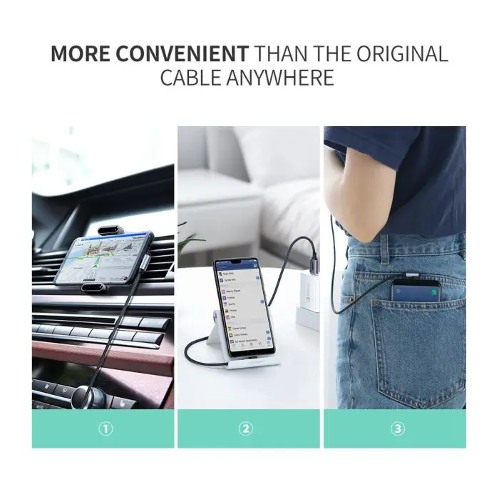 Ugreen USB A 2.0 to USB-C corner cable 1m - polybag