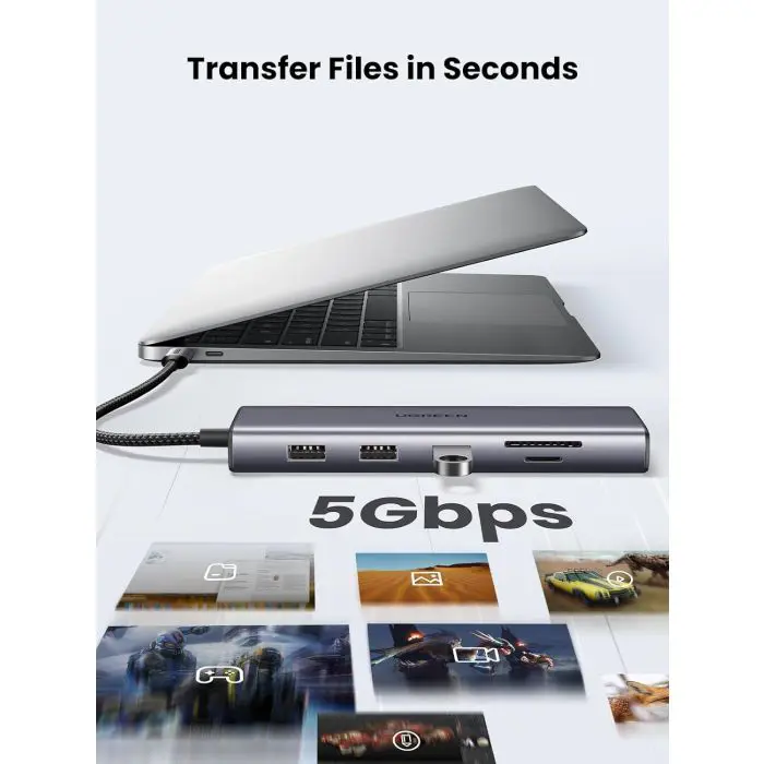 UGREEN USB C Hub, 10-in-1 USB-C with dual output for 4K HDMI & VGA, 100W PD.