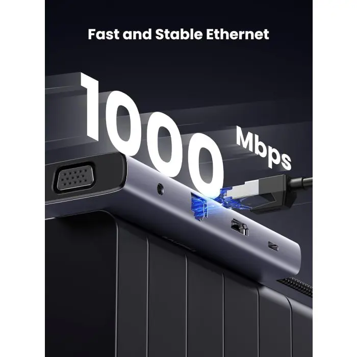 UGREEN USB C Hub, 10-in-1 USB-C with dual output for 4K HDMI & VGA, 100W PD.