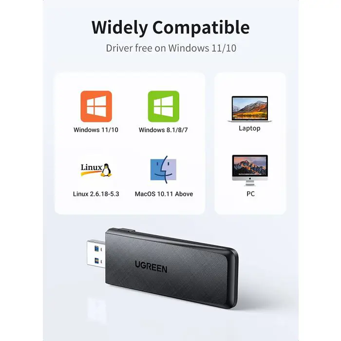 Ugreen USB WiFi adapter AC1300, 1300Mbps 802.11 Dual Band