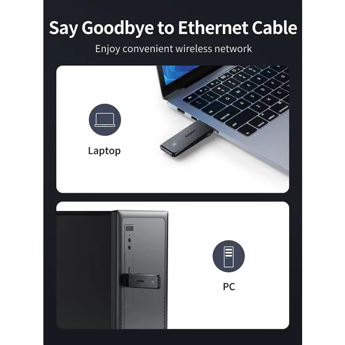 Ugreen USB WiFi adapter AC1300, 1300Mbps 802.11 Dual Band