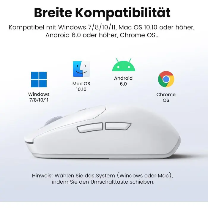 Ugreen wireless mouse 5000 DPI 2.4G+BT - white
