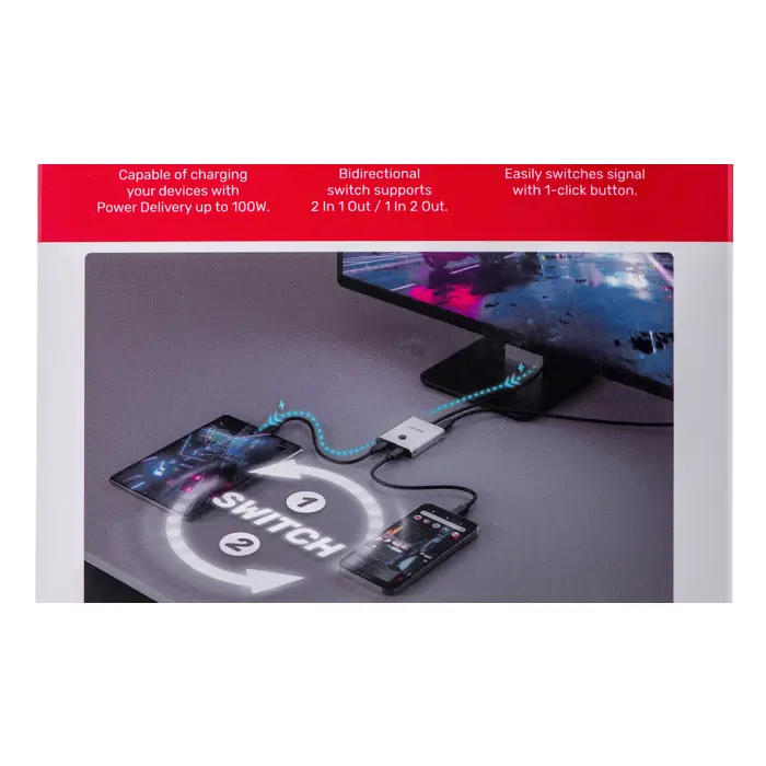 Unitek two-way Signal Switch USB-C, 2 in 1 out 4K