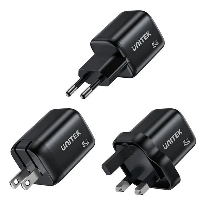 UNITEK WALL CHARGER 2X GAN 45W, 2XUSB-C PD 3.0, QC