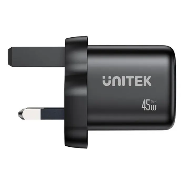 UNITEK WALL CHARGER 2X GAN 45W, 2XUSB-C PD 3.0, QC