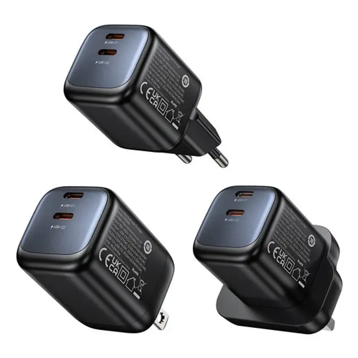 UNITEK WALL CHARGER 2X GAN 45W, 2XUSB-C PD 3.0, QC