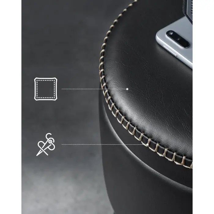 VASAGLE EKHO okrogli shranjevalni tabure z oblazinjenim sediščem