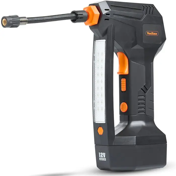 VonHaus 12V tire inflator with digital pressure gauge