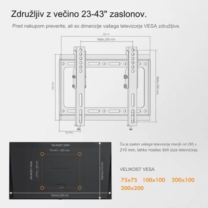 VonHaus 17-37.5 '' tilting wall bracket up to 75kg