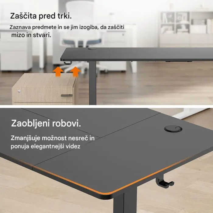 VonHaus barva svetel les električno nastavljiva dvižna pisalna miza 100 × 60 cm z USB-C polnilnim priključkom