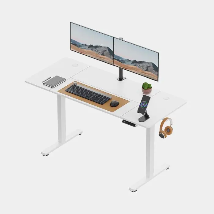 VonHaus Bela električno nastavljiva dvižna pisalna miza 140 × 60 cm z USB-C polnilnim priključkom