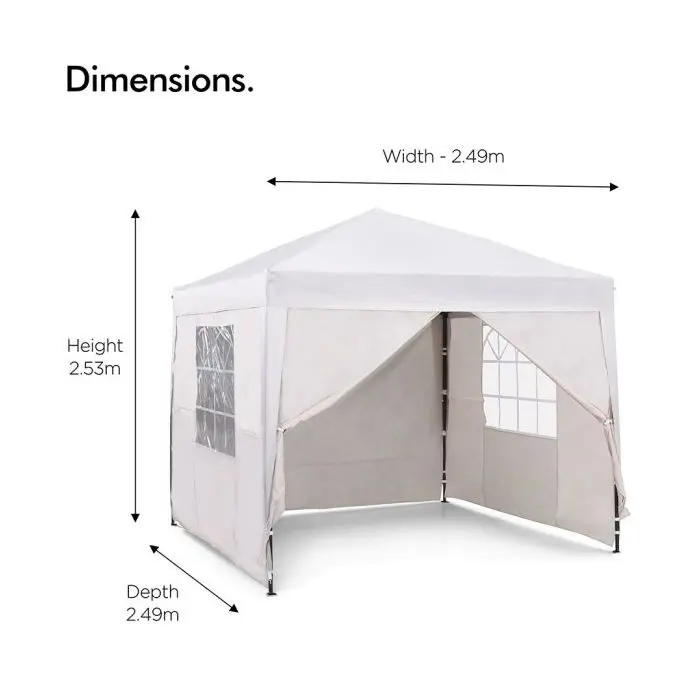 VonHaus Pop Up pavilion 2.5 x 2.5 m Ivory with weights