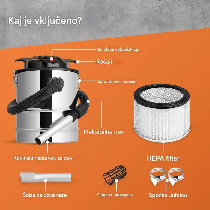 VonHaus Sesalnik za pepel 15 L, 1000 W