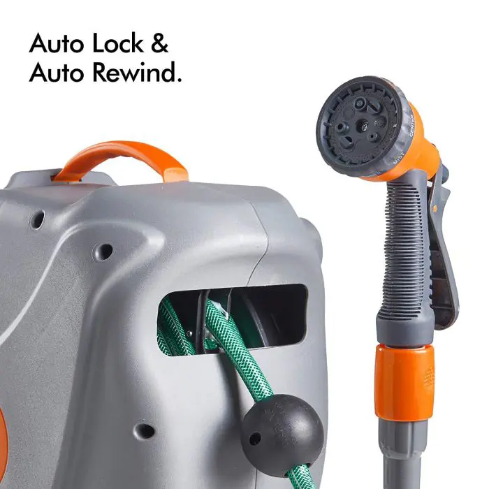 VonHaus wall hose holder 30m auto Roll-Up 8-function spray gun