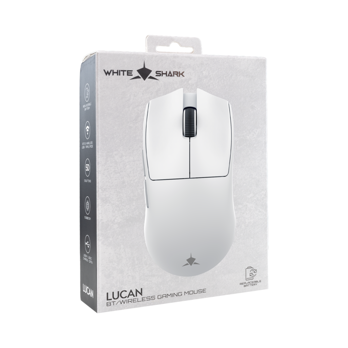 WHITE SHARK bežični gaming miš WGM-5022 LUCAN 12.000dpi bijeli