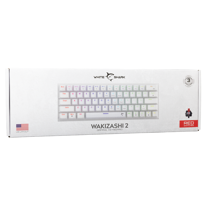 WHITE SHARK gaming tipkovnica GK-002211V2 WAKIZASHI-2 bijela crv.sw US