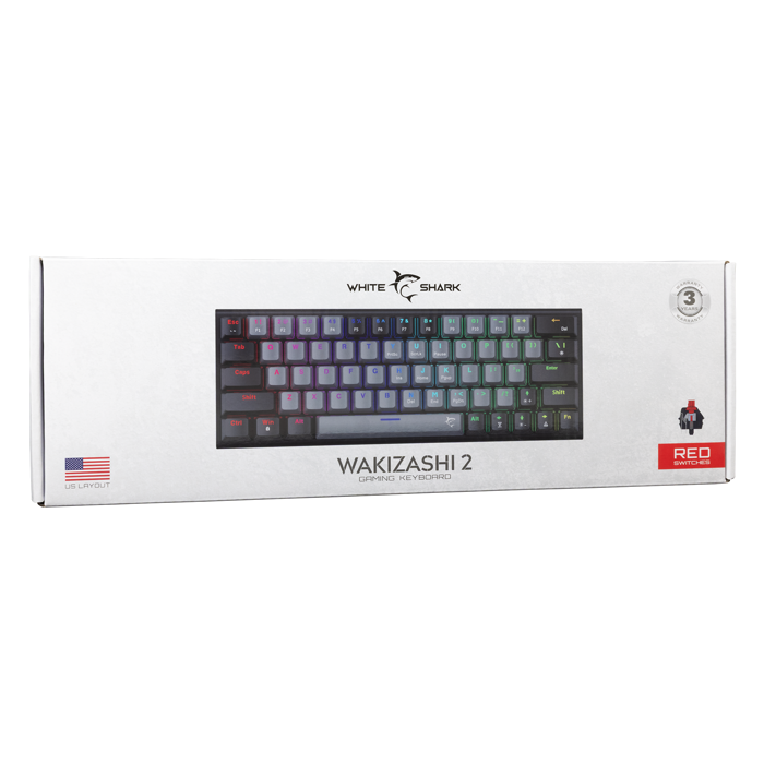 WHITE SHARK gaming tipkovnica GK-002711V2 WAKIZASHI-2 sivo crna crv.sw US