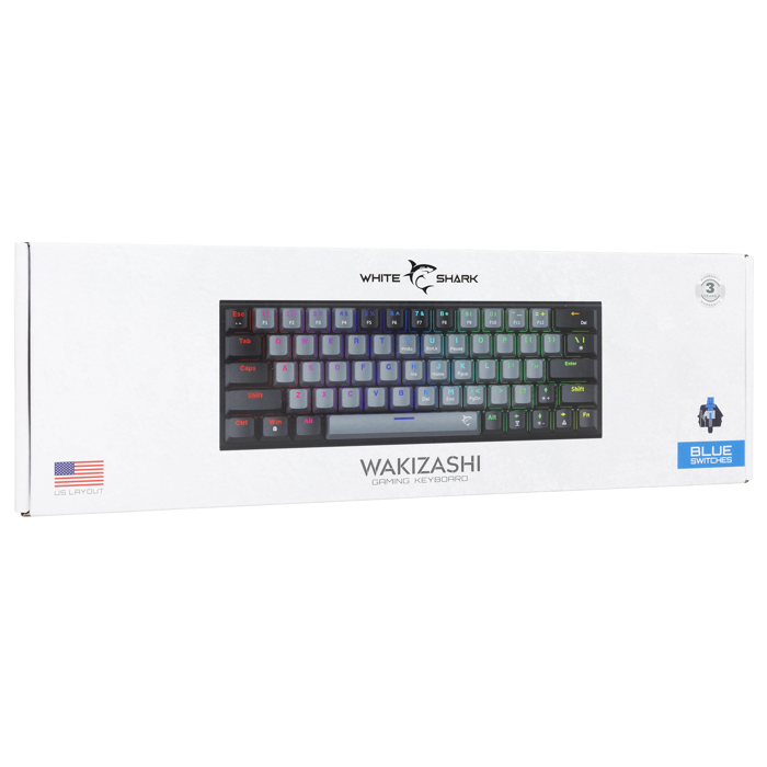 WHITE SHARK gaming tipkovnica GK-002721V2 WAKIZASHI-2 sivo crna pl.sw US